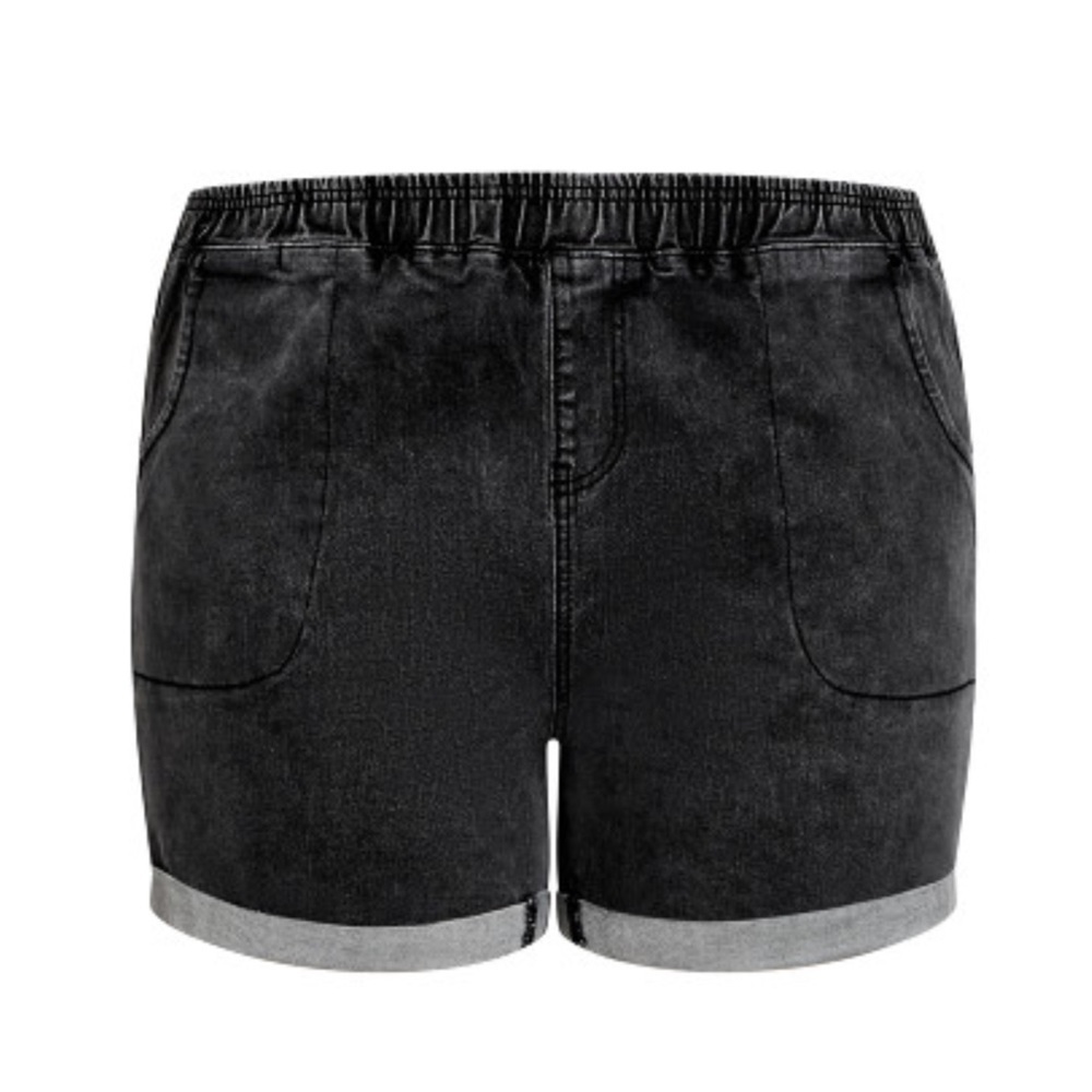 Loralette 18W-32W Black Kendra Elastic Waist Pull-On Roll Up Short EE04.10 - Picture 6 of 9